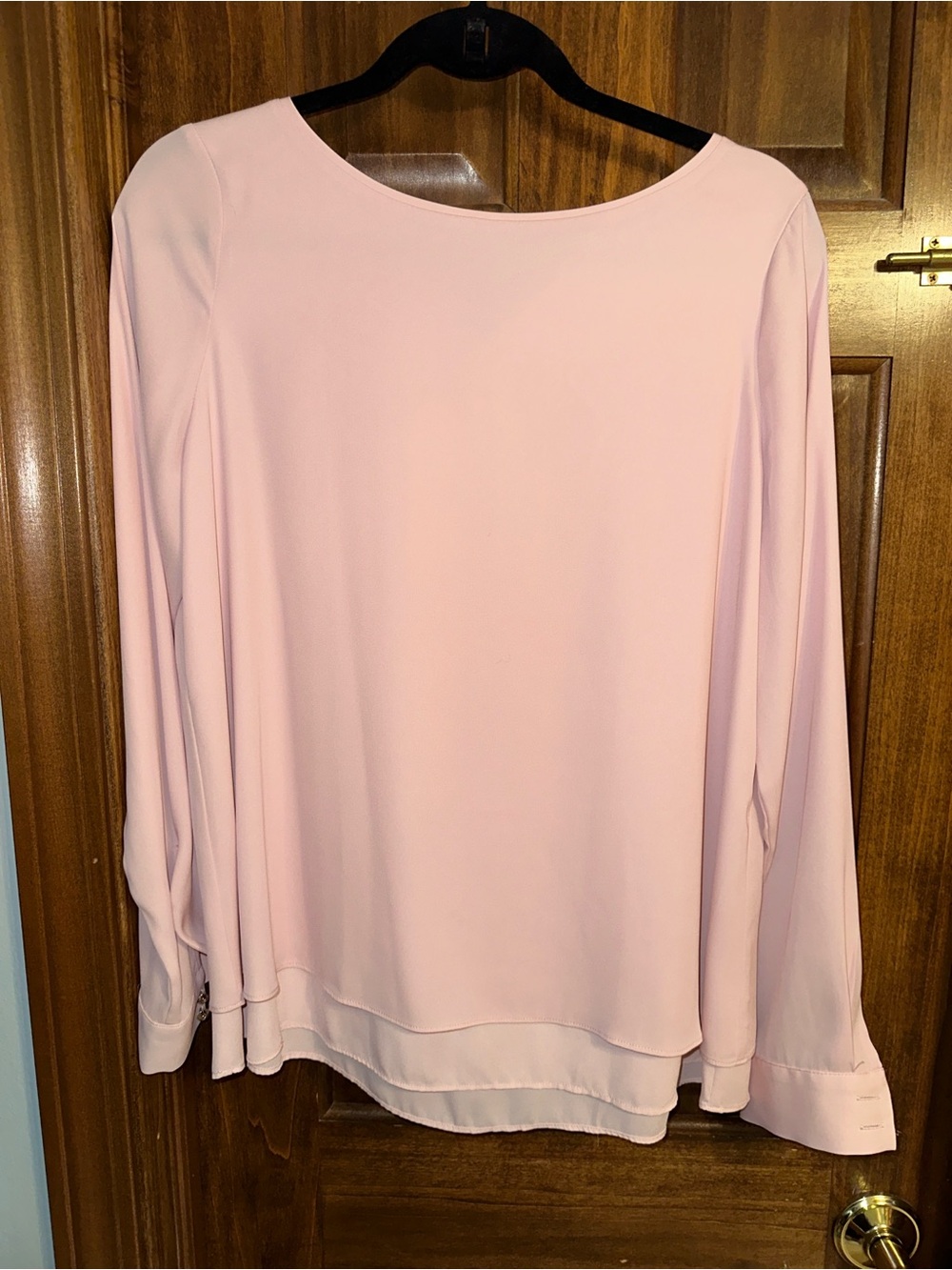 White House Black Market Pale Pink Layered Hem Blouse